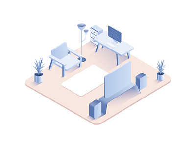 Living room isometric interior