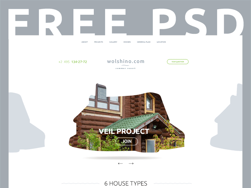 Wolshino free PSD template download free free real estate freebie house landing onepage psd resort site template