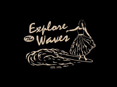 Explore The Waves artwork branding design graphic design illustration vector wavesvector womanvector