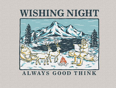 Wishing Night artwork christmas design designsale designtshirt graphic design illustration santa vector