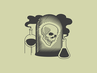 The former scientist branding coffee bag coffee branding illustration label design scientist skull vector illustration