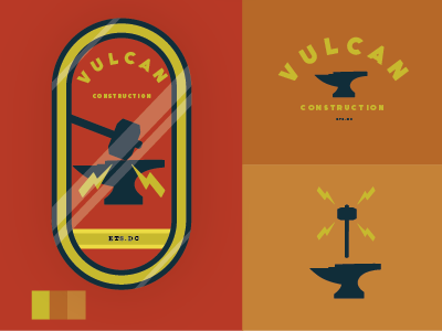 Vulcan Construction badge branding design illustration vector