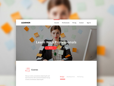 Learning - Educational Landing Page best design celan education web design features web design landing page minimal online course template uiux