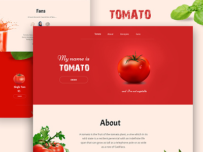 TOMATO - Web design concept design food landing page nutrition product template tomato ui ux web web design