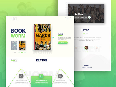 Book Worm - landing page design book book worm color design gradient landing page project template ui ux web web design