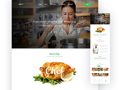 Chef Web Design Concept chef cooking eat food landing page minimal restaurant template ui ux web page website