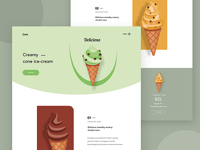 Cone - web concept creative design good design header exploration ice cream illustration minimal ui ux web design web illustration
