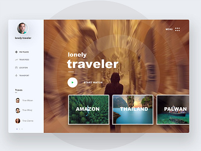 Lonely Travler conceptual design creative design dashboard good design minimal travel ui ux web app