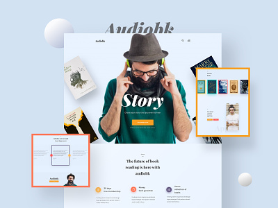 Audiobk Landing Page V4 audio book web design audiobook audiobook landing page audiobook template creative design landing page minimal web design product design template ui user experience design user interface design ux web design
