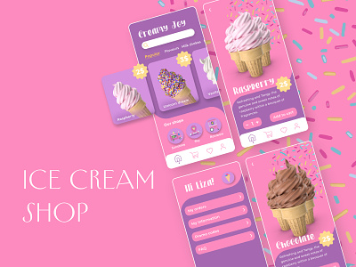 Ice cream shop app application e commerce icecream mobile online shop ui ux web