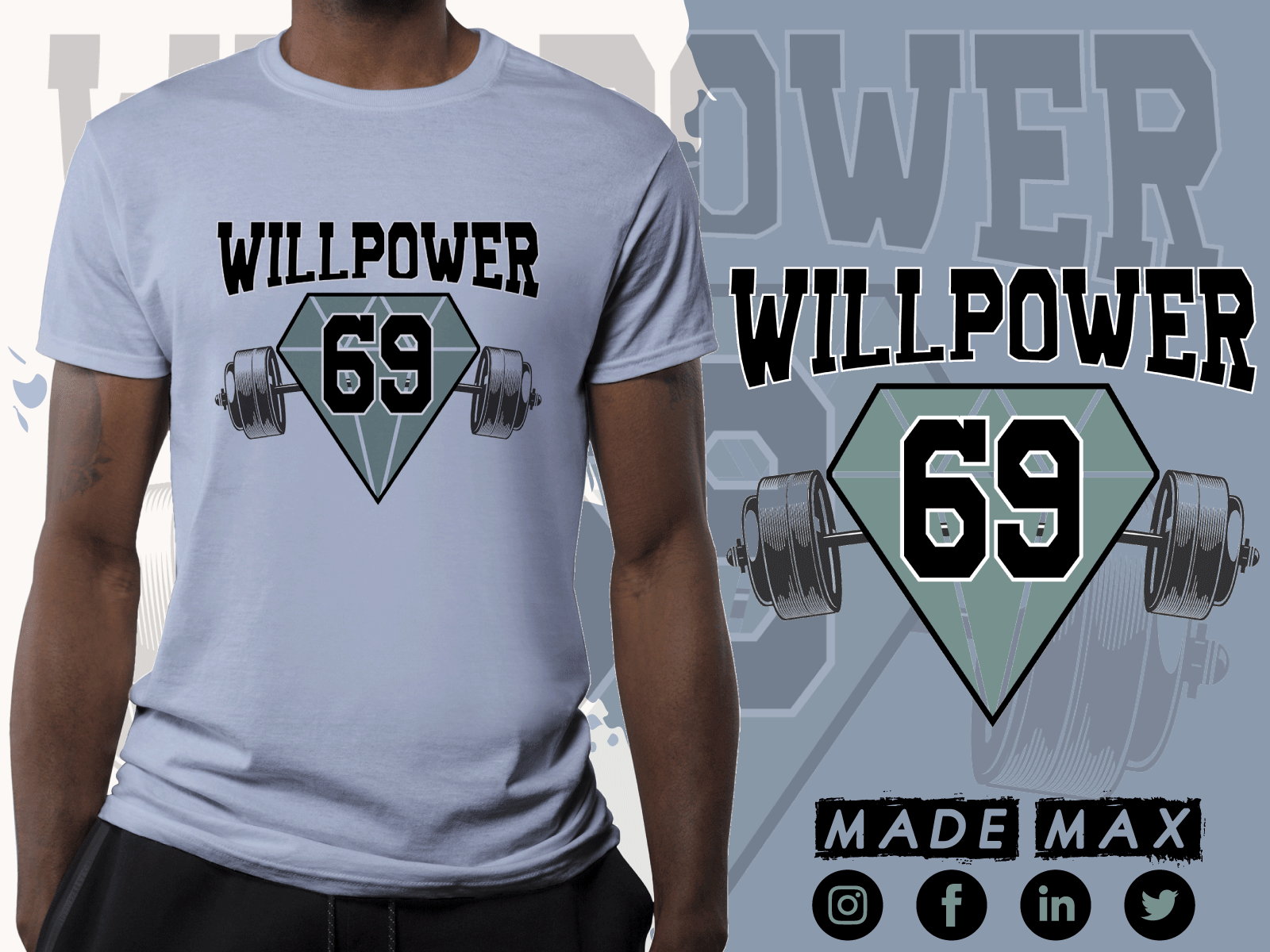 Willpower Gym Fitness T-Shirt Design