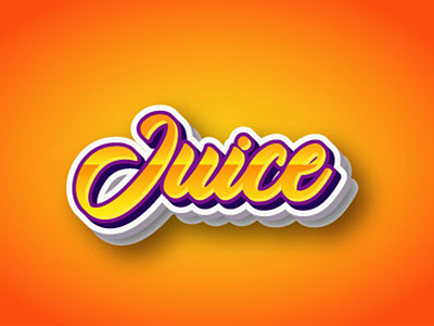 juice 3d text effect animation app art branding clean design flat illustration logo ui