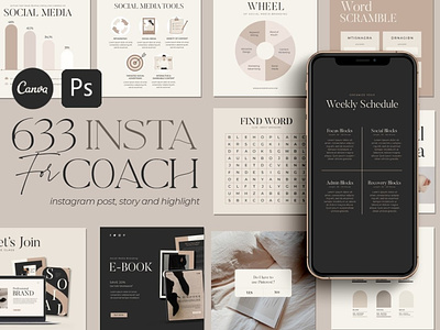 Instagram Creator For Coach CANVA PS backupgraphic coach content marketing e course instagram checklist instagram feed instagram for coach instagram immage instagram post instagram quiz instagram reminder instagram story instagram template mood board template moodboard creator online course podcast podcast template quiz trainer