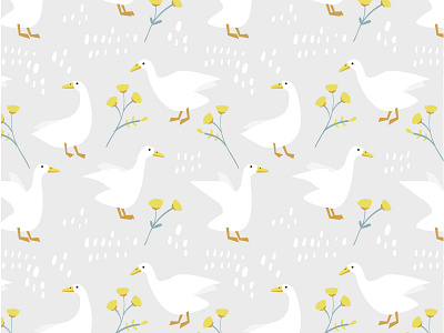 Farm Ducks Pattern baby children duck farm flowers kids pattern pattern design surface pattern