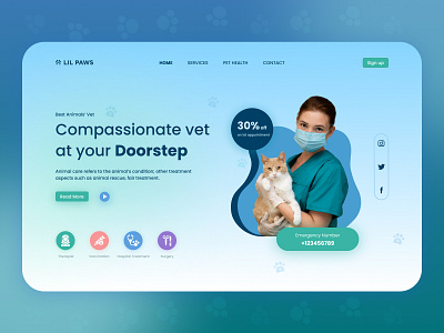 Veterinary UI Design landing page ui uiux vet veterinary website design