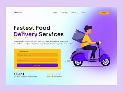 Food Delivery Landing Page🛵 clean cooking delivery delivery app eating ecommerce food and drink food delivery landing page food delivery services food order website gradient graphic design grocery app halalagency illustration landing page mobile app restaurant landing page ui trends uidesign