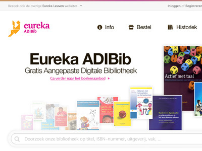 Eureka Adibib Landing Page books header home landing page pink search