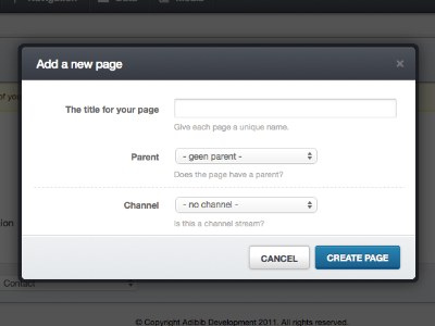 Want to add a new page? admin app backend blue cms dark design form input modal ui web design