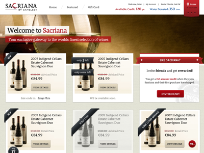 Sacriana Product Listing banners products red sacriana sepia shop site website wine
