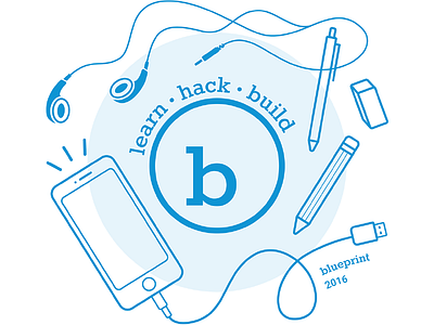 blueprint 2016 design 1 blue blueprint cute design flat graphic hackathon illustration pen pencil phone vector