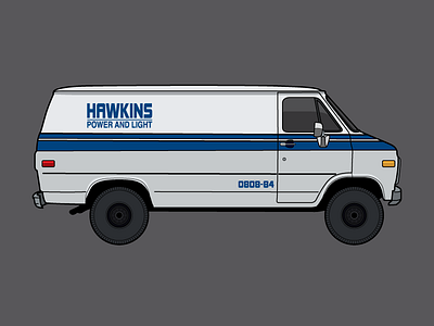 Hawkins Chevy DOE Van - POP CARs fanart illustration lineart pop cars pop culture popcars stranger things