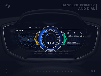 Dance Of Pointer And Dial - Sport Mode animation car dashbaord ui