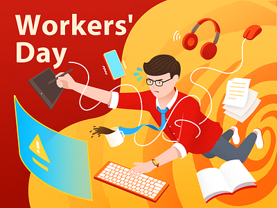 happy international workers' day illustration vector work
