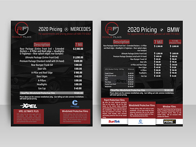 BMW + MERCEDES PRICING LIST FLYER