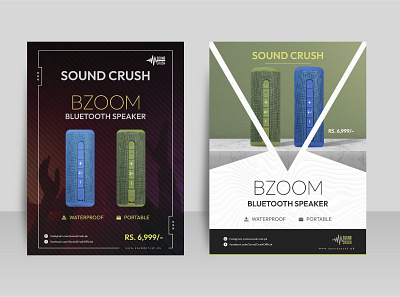 Music Product Flyer Design - BZOOM Bluetooth Speaker flyer design one pager design