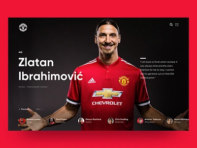 MUFC - Player Profile screen dark football manchester redesign ui united web zlatan