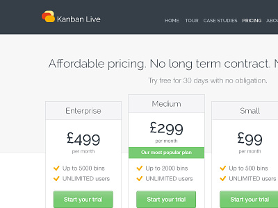 Kanban Live Pricing Page