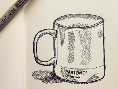 Pantone Mug Sketch doodle handdrawing handdrawn handmade illustration ink monochrome mug paper pen sketch