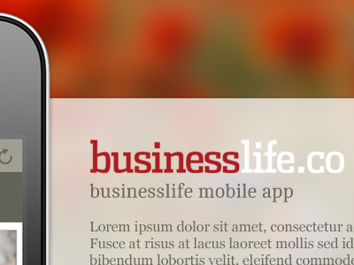Businesslife Mobile App Landing page