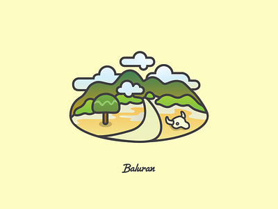 Baluran iconic scene gradation icon indonesia vector