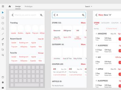 App Search Module Wireframe (Mid-Fi) app app design design finance finance app financial flat minimal results search ui ui design vector wireframe xd design