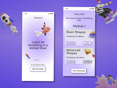 iOS 3d education app design