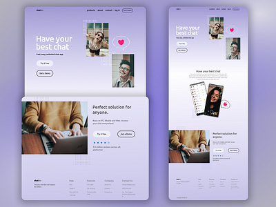 Chat app website app beginner branding clean design figma freelance hire me job ui ux violet webdesign website work