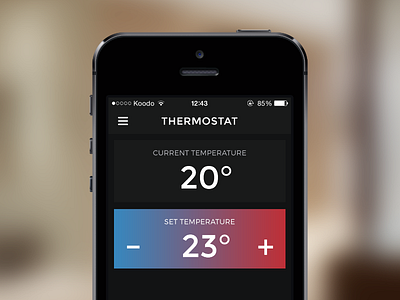 Thermostat app dark font gradient home ios iphone minimalistic temperature thermometer thermostat ui