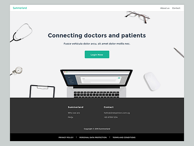 Landing screen for a medical portal interactiondesign responsive ui ux website