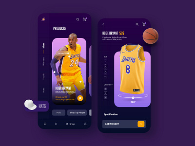 'We will never see another Kobe Bryant" add to cart augmented reality basketball ecommerce app lakers productdesign shopping sports ui
