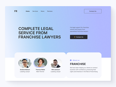 Franchise Lawyers Website UI advocate attorney concept counsel franchise gradient justice landing page law law firm lawyers legal legal adviser legal office ui ux web design website