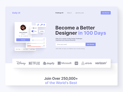 Daily UI – Landing Page component library components concept daily 100 daily 100 challenge dailyui design system forms homepage inputs landing page redesign ui user interface ux webdesign