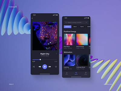 Daily UI – Music player audio component library components daily 100 daily 100 challenge daily ui daily ui 009 dailyuichallenge dark mode dark theme design design system forms inputs music app music player playlist song ui ux
