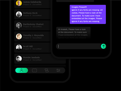 Message App - Border less UI app black cx dark interface ios simple ui ux watchos