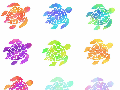 Rainbow turtles design drawing illustration