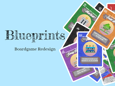 Blueprints Boardgame Redesign boardgame cards city design ethnos game design illustration prototype