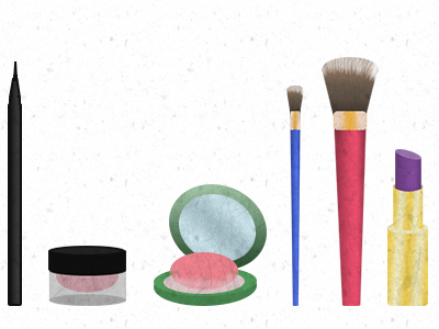 Makeup Illustrations beauty brushes cosmetics cute girly illustration lipstick makeup