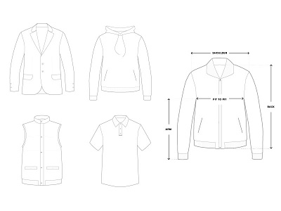 Sizing Guide clothe diagram ecommerce guide retail size vector