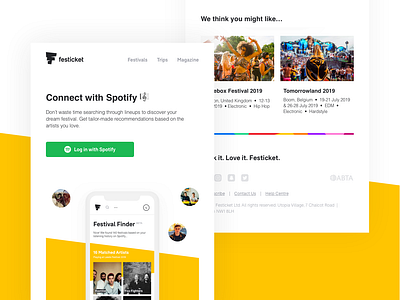 Connect With Spotify Email artistis ecommerce email email campaign email footer email header email layout emojis festival festival email layout marketing campaign marketing email music newsletter newsletter design slant slanted spotify yellow