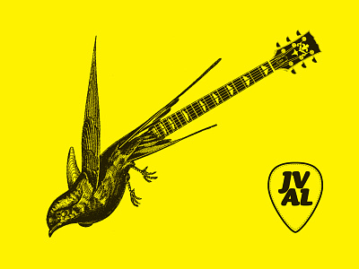 Jval festival bird festival guitare poster rocknroll yellow
